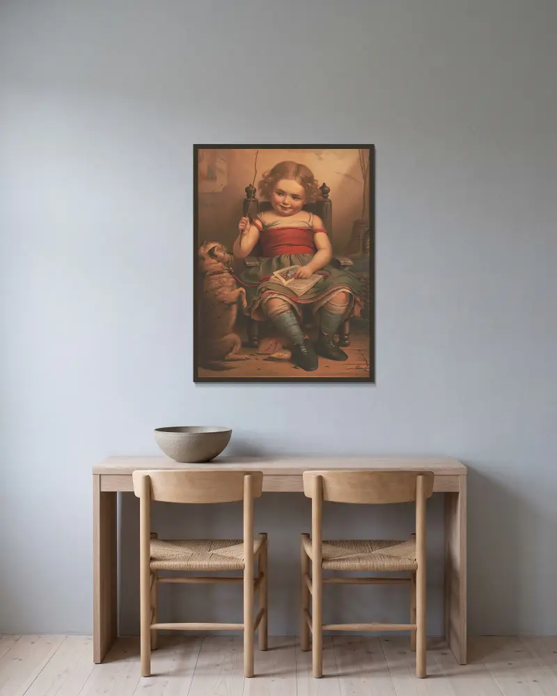 The bright little teacher, after D.R. Knight av James Fuller Queen inramad på en vägg