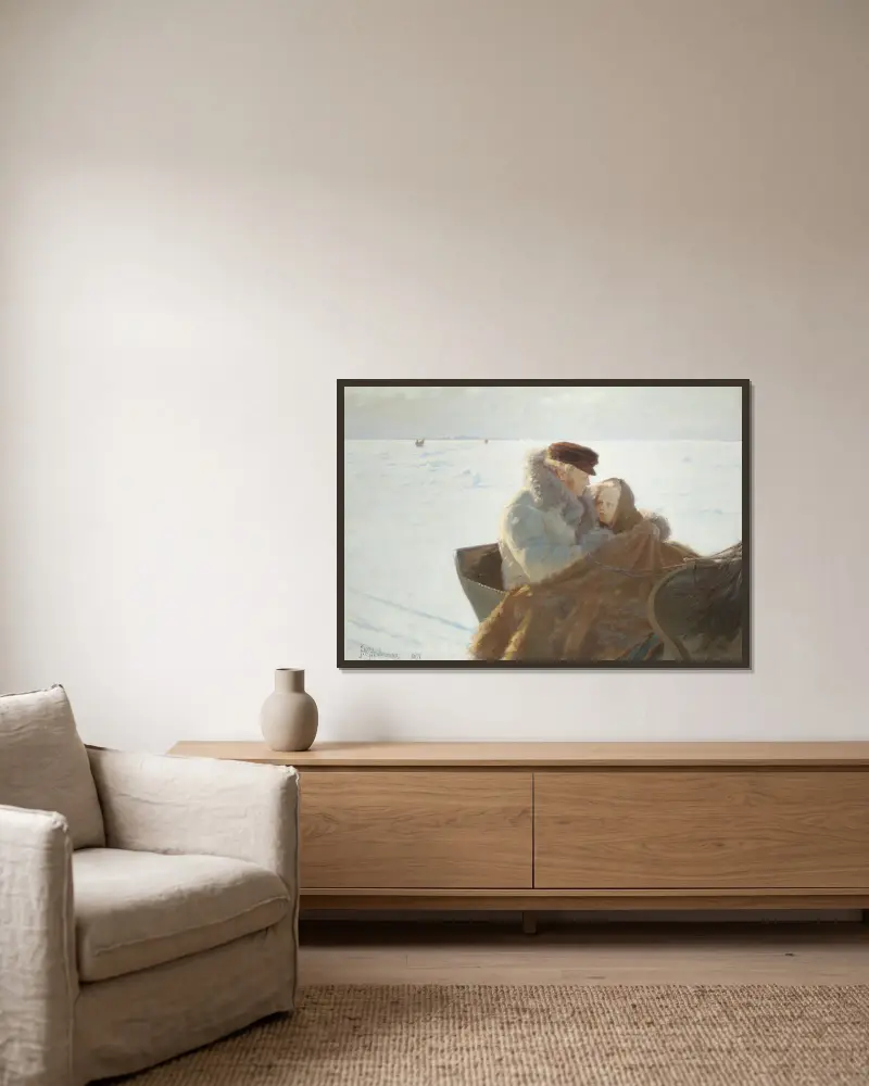 Auf dem Eis von J.A.G. Acke gerahmt an einer Wand