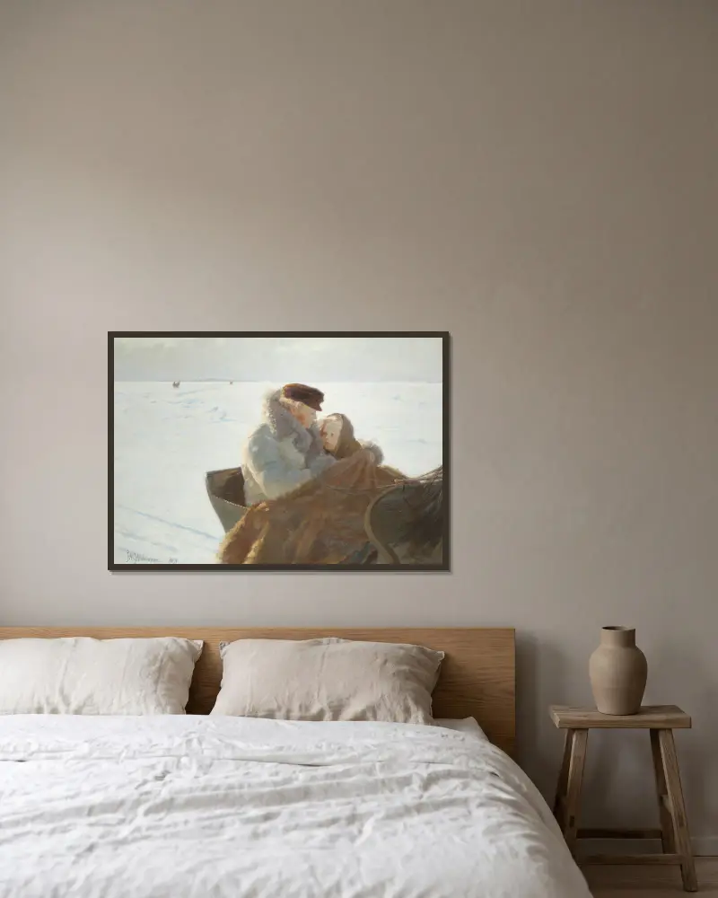 Auf dem Eis von J.A.G. Acke gerahmt an einer Wand