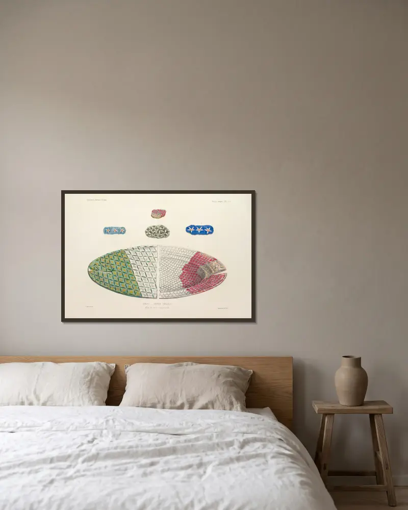 Julien Gréaus samling. Antik glaskonst, emalj och keramik tillhörande M. John Pierpont Morgan, plansch 66 av G. Massias inramad på en vägg