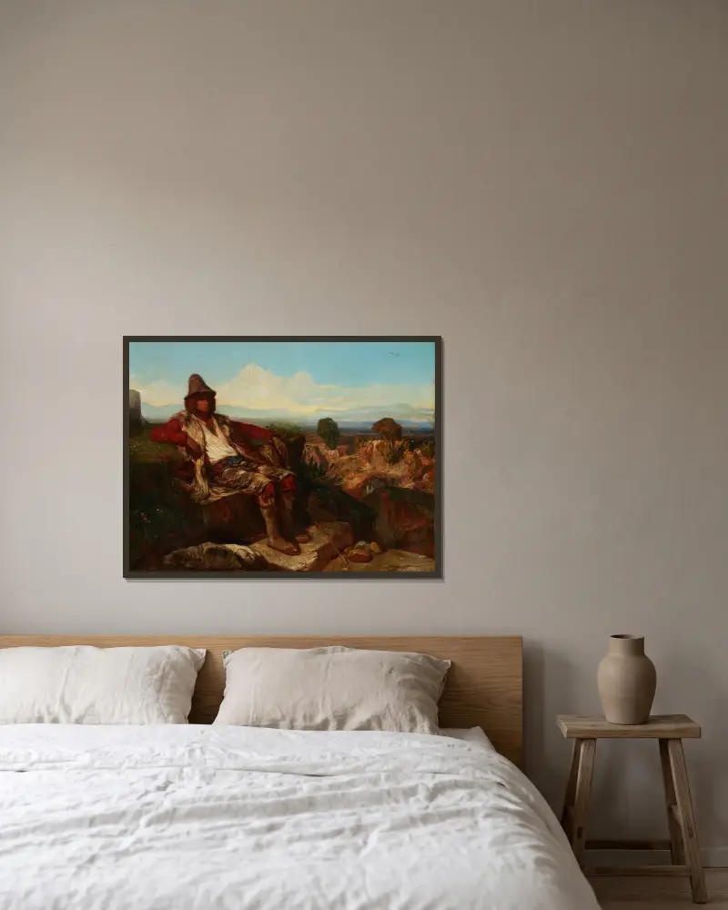 Goatherd of the Abruzzi av Alexandre-Gabriel Decamps inramad på en vägg