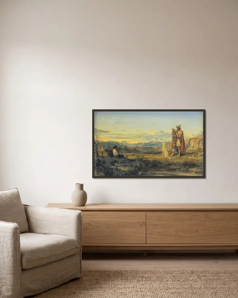 The Roman Campagna av Alexandre-Gabriel Decamps inramad på en vägg