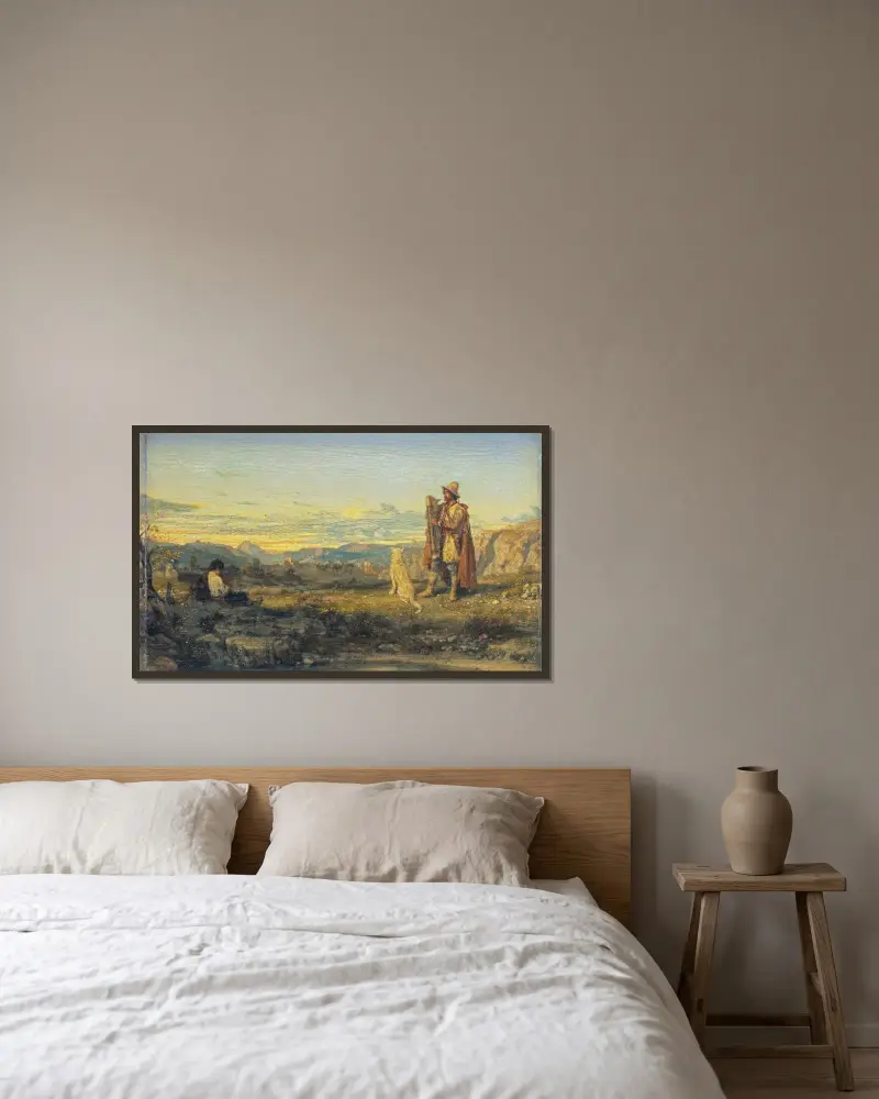 The Roman Campagna av Alexandre-Gabriel Decamps inramad på en vägg