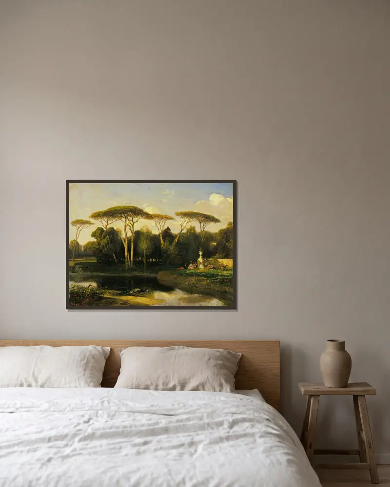 The Villa Doria Pamphilj, Rome av Alexandre-Gabriel Decamps inramad på en vägg