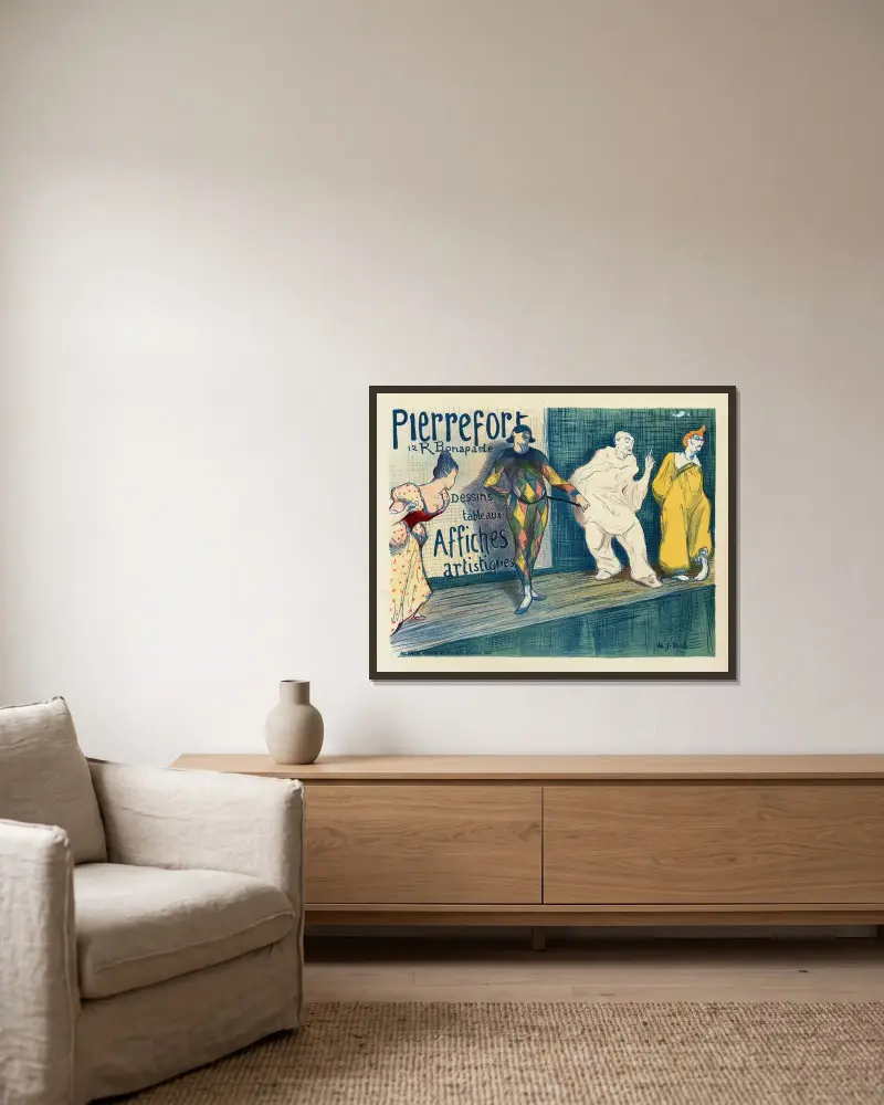 Affiches Artistiques Pierrefort av Henri-Gabriel Ibels inramad på en vägg