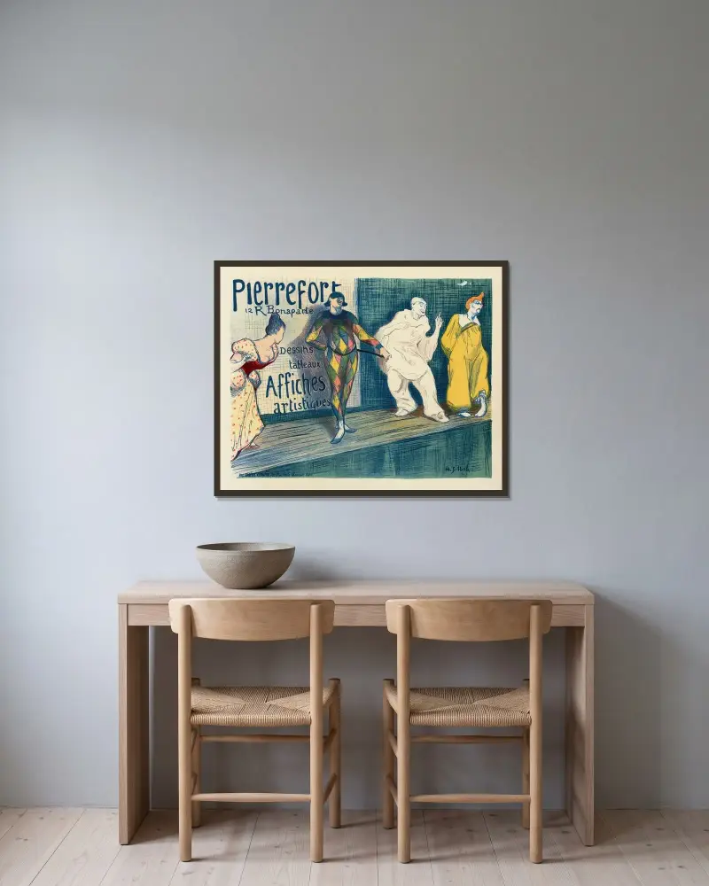 Affiches Artistiques Pierrefort av Henri-Gabriel Ibels inramad på en vägg
