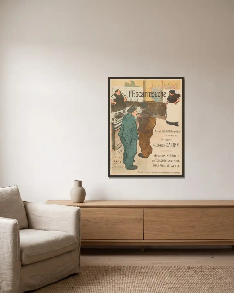 Illustration für L'Escarmouche von Henri-Gabriel Ibels gerahmt an einer Wand