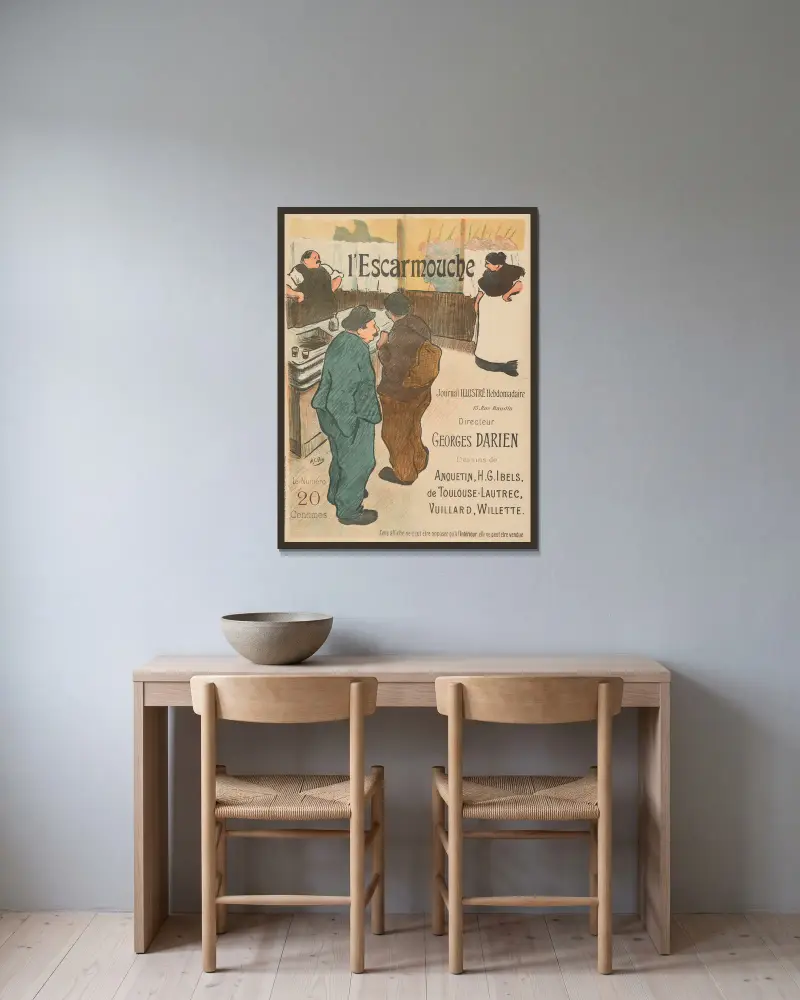 Illustration für L'Escarmouche von Henri-Gabriel Ibels gerahmt an einer Wand
