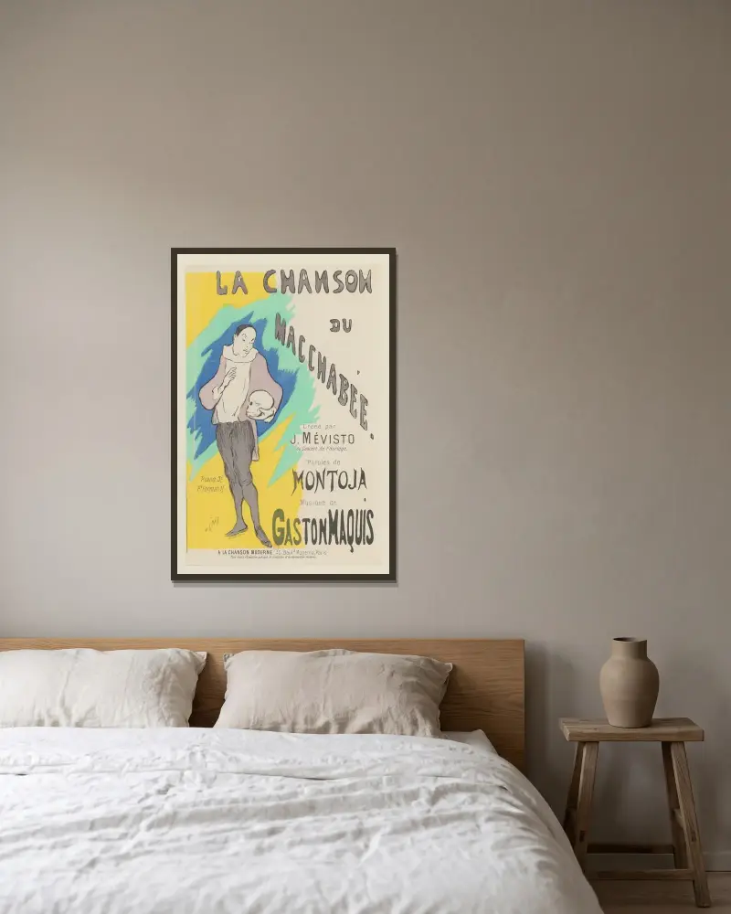 La Chanson – du – Macchabée – Créée par – J. Mévisto av Henri-Gabriel Ibels inramad på en vägg
