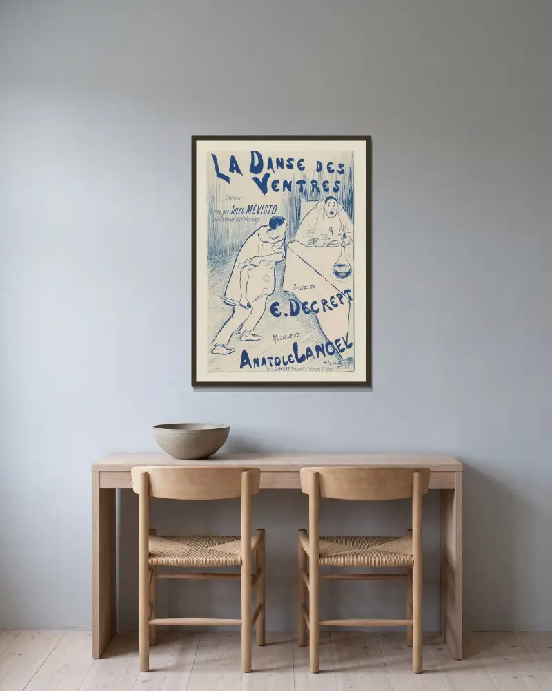 La Danse des Ventres av Henri-Gabriel Ibels inramad på en vägg
