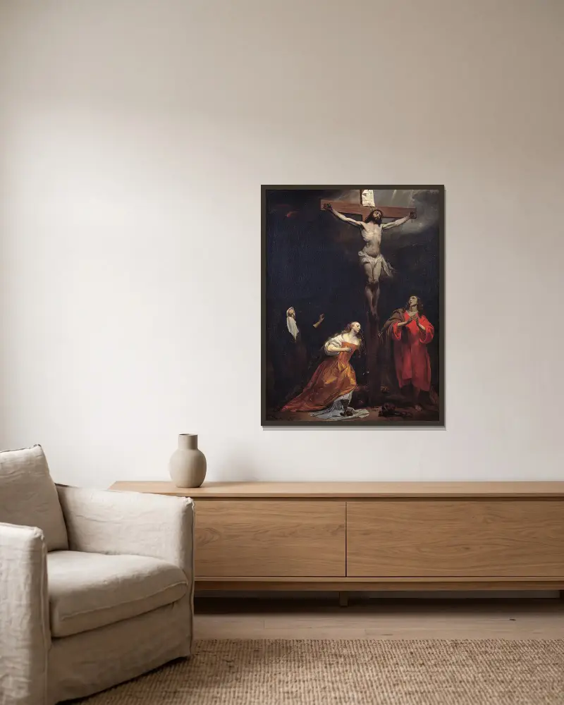 Ukřižování, Gabriel Metsu v rámu na stěně