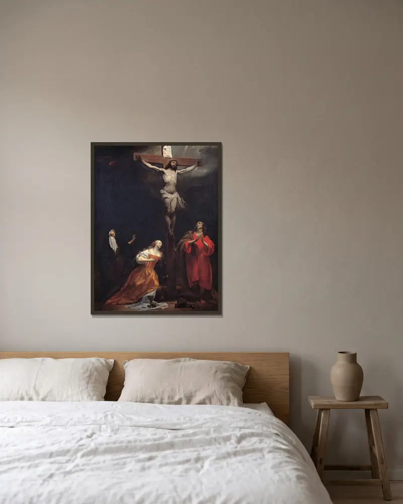 Ukřižování, Gabriel Metsu v rámu na stěně