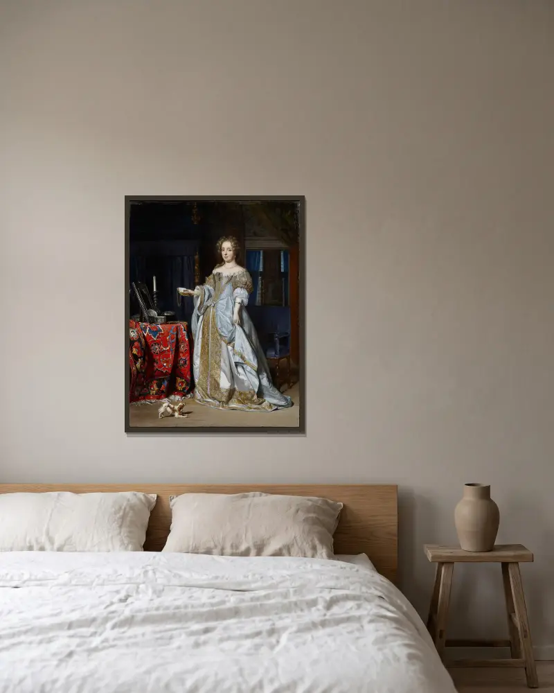 Portrait of Lucia Wijbrants av Gabriel Metsu inramad på en vägg