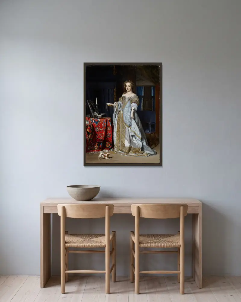 Portrait of Lucia Wijbrants av Gabriel Metsu inramad på en vägg