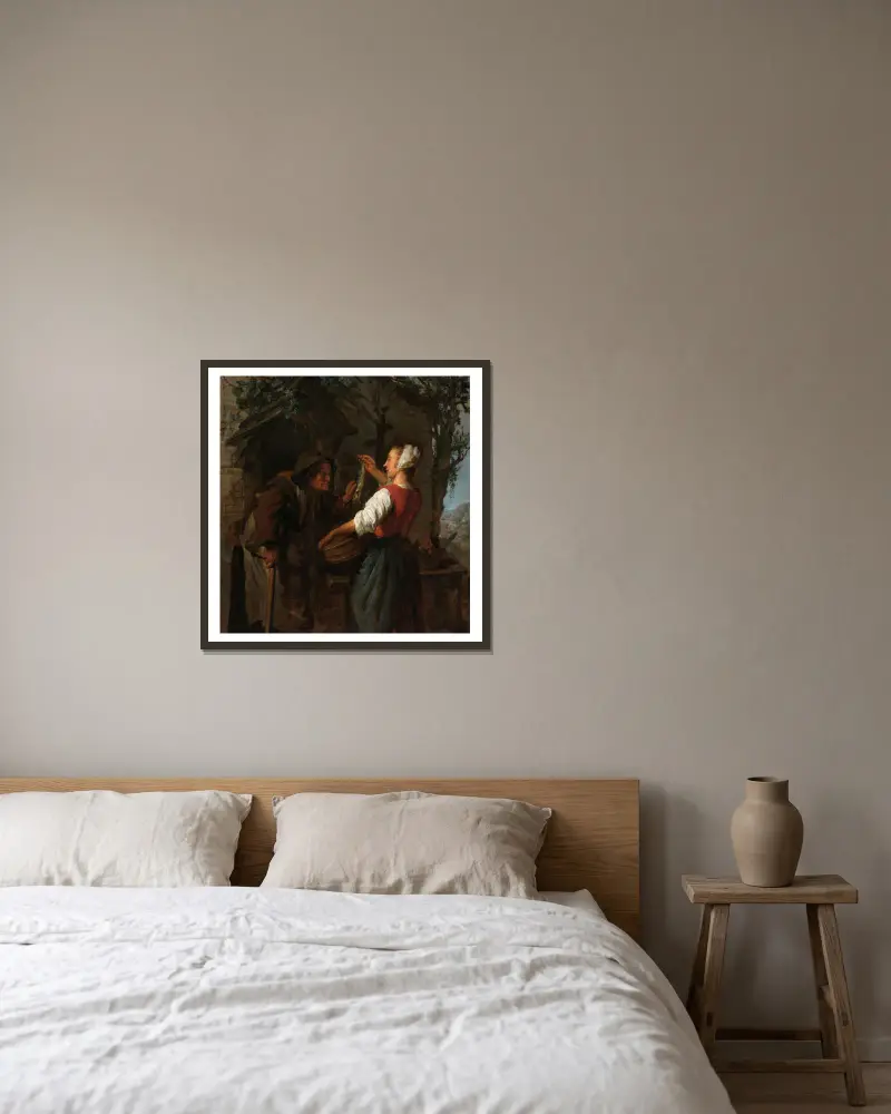 Der Heringsverkäufer von Gabriel Metsu gerahmt an einer Wand
