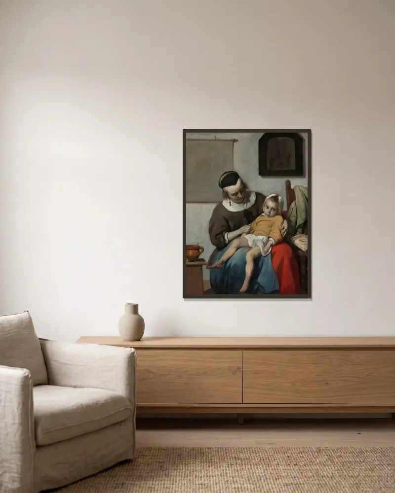 Nemocné dítě, Gabriel Metsu v rámu na stěně