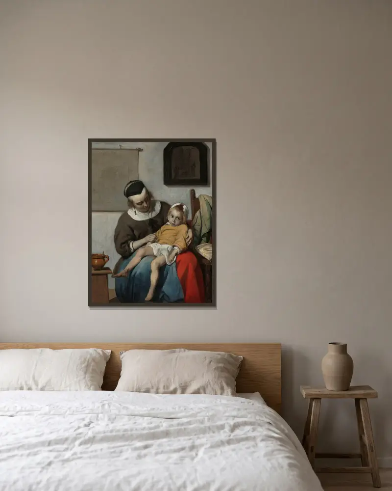 Nemocné dítě, Gabriel Metsu v rámu na stěně