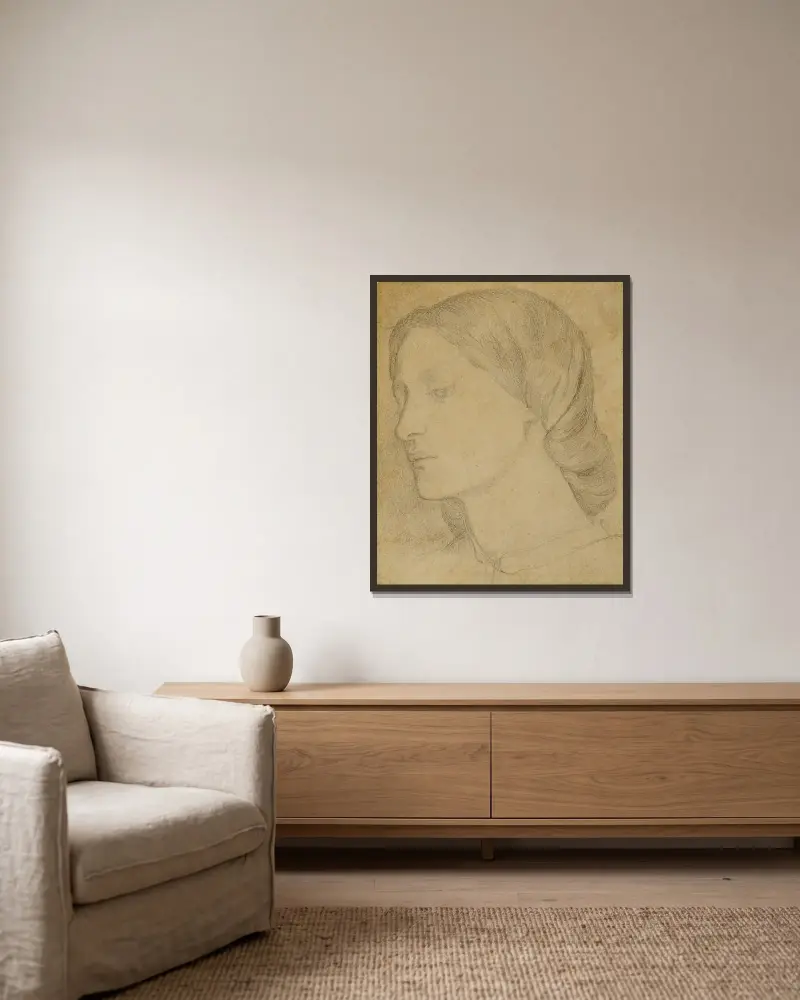Elizabeth Siddal – Nr. 4 von Dante Gabriel Rossetti gerahmt an einer Wand