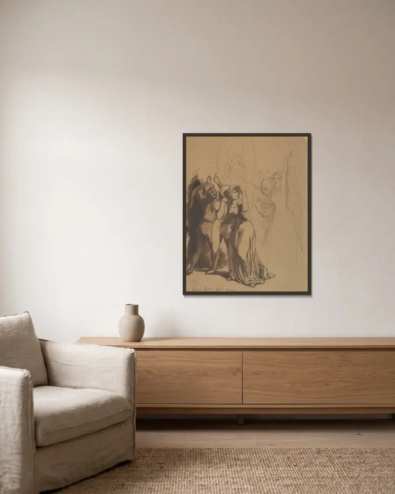 Faust; Teil 1. Letzte Szene von Dante Gabriel Rossetti gerahmt an einer Wand
