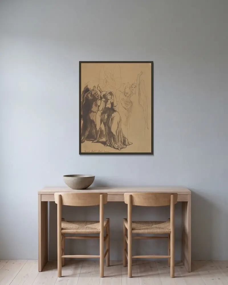 Faust; Teil 1. Letzte Szene von Dante Gabriel Rossetti gerahmt an einer Wand
