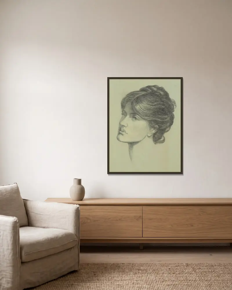 Maria Stillman, née Spartali av Dante Gabriel Rossetti inramad på en vägg