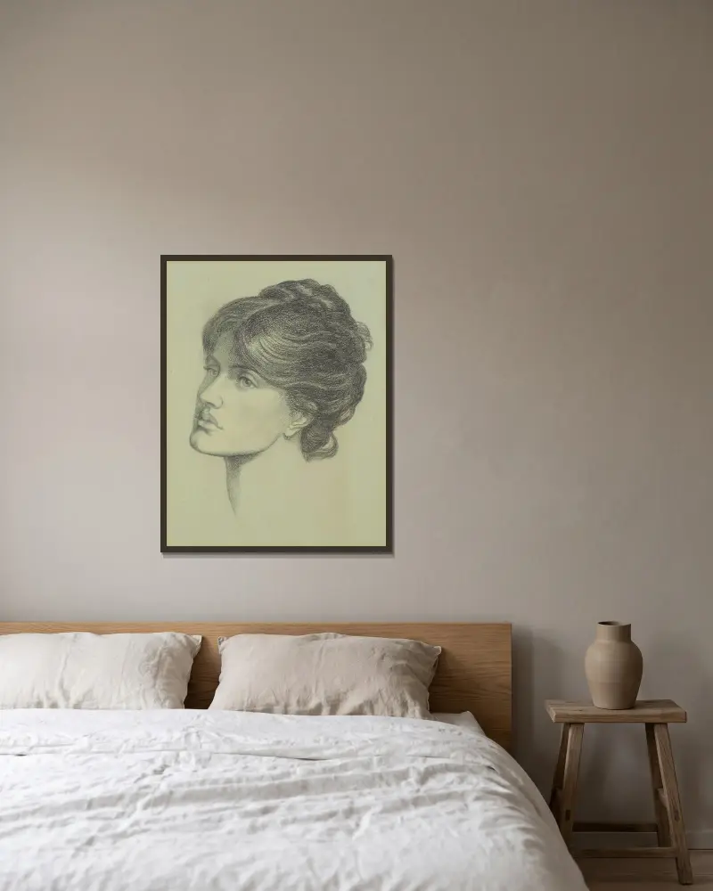 Maria Stillman, née Spartali av Dante Gabriel Rossetti inramad på en vägg