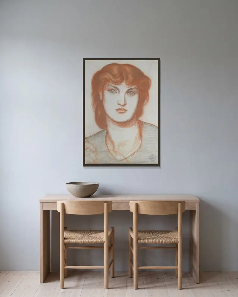 Studie von Alexa Wilding für Regina Cordium von Dante Gabriel Rossetti gerahmt an einer Wand
