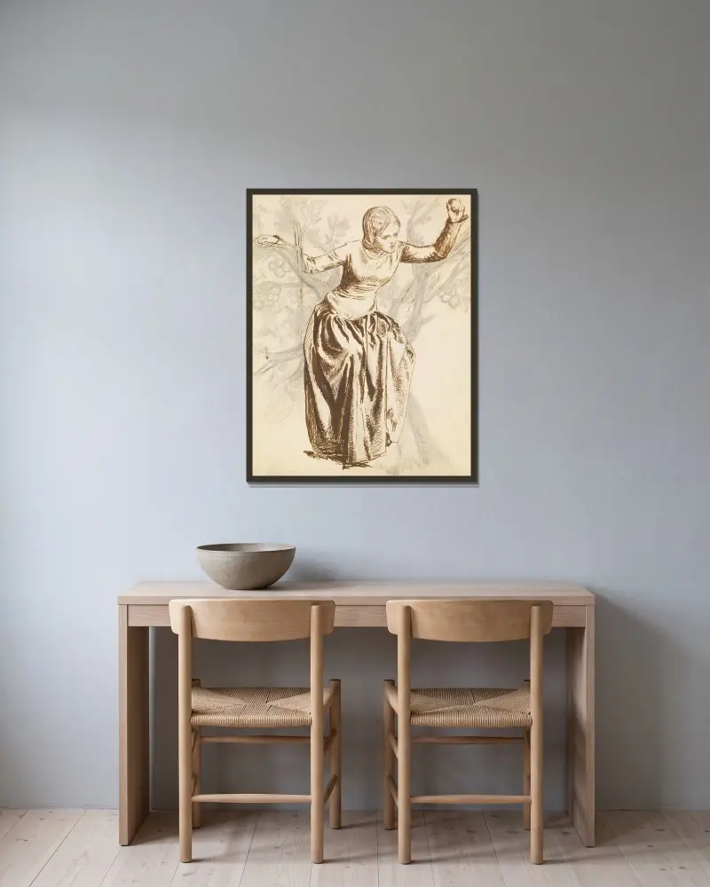 Studie von Guenevere, in einem Apfelbaum sitzend von Dante Gabriel Rossetti gerahmt an einer Wand