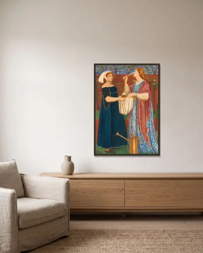 Zahrada v altánku, Dante Gabriel Rossetti v rámu na stěně