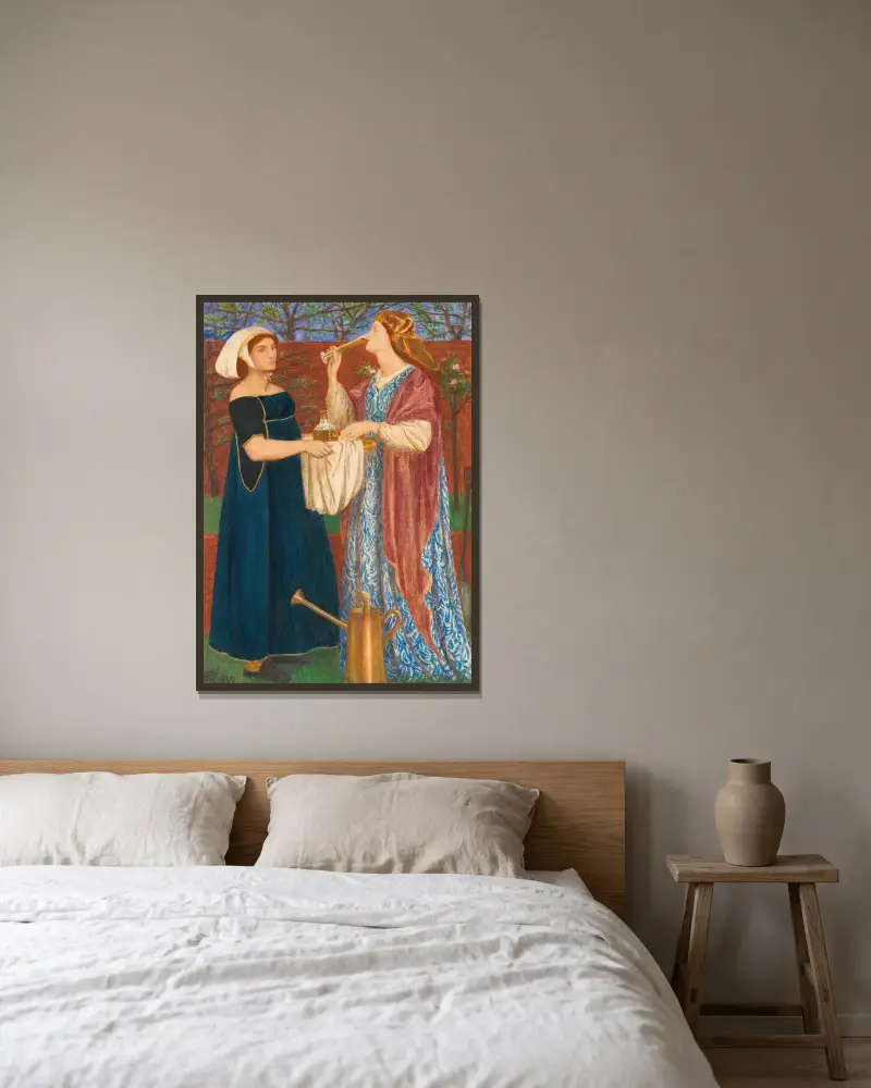 Zahrada v altánku, Dante Gabriel Rossetti v rámu na stěně