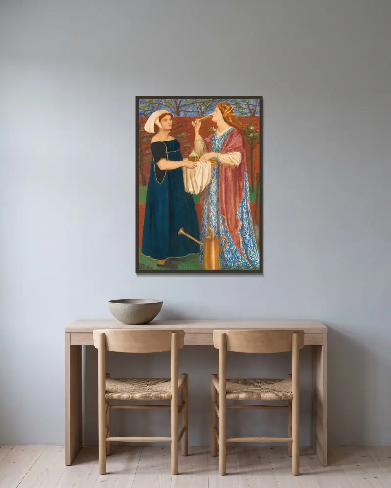 Zahrada v altánku, Dante Gabriel Rossetti v rámu na stěně