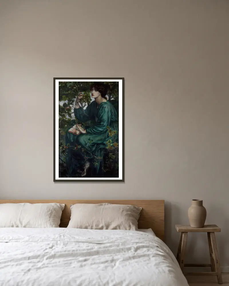 Der Tagtraum von Dante Gabriel Rossetti gerahmt an einer Wand