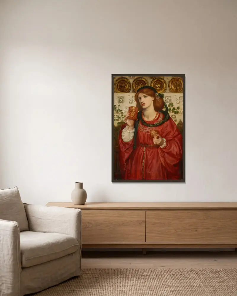 Der Liebeskelch – Nr. 2 von Dante Gabriel Rossetti gerahmt an einer Wand