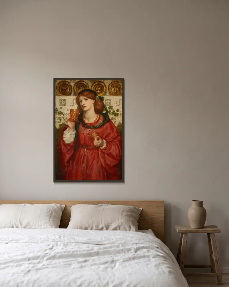 Der Liebeskelch – Nr. 2 von Dante Gabriel Rossetti gerahmt an einer Wand