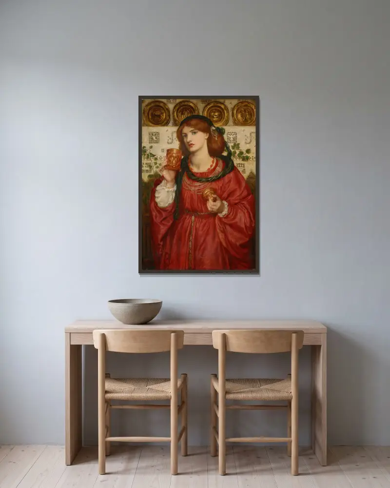 Der Liebeskelch – Nr. 2 von Dante Gabriel Rossetti gerahmt an einer Wand