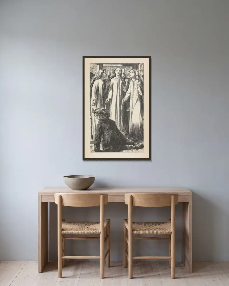 Der Musikmeister von Dante Gabriel Rossetti gerahmt an einer Wand