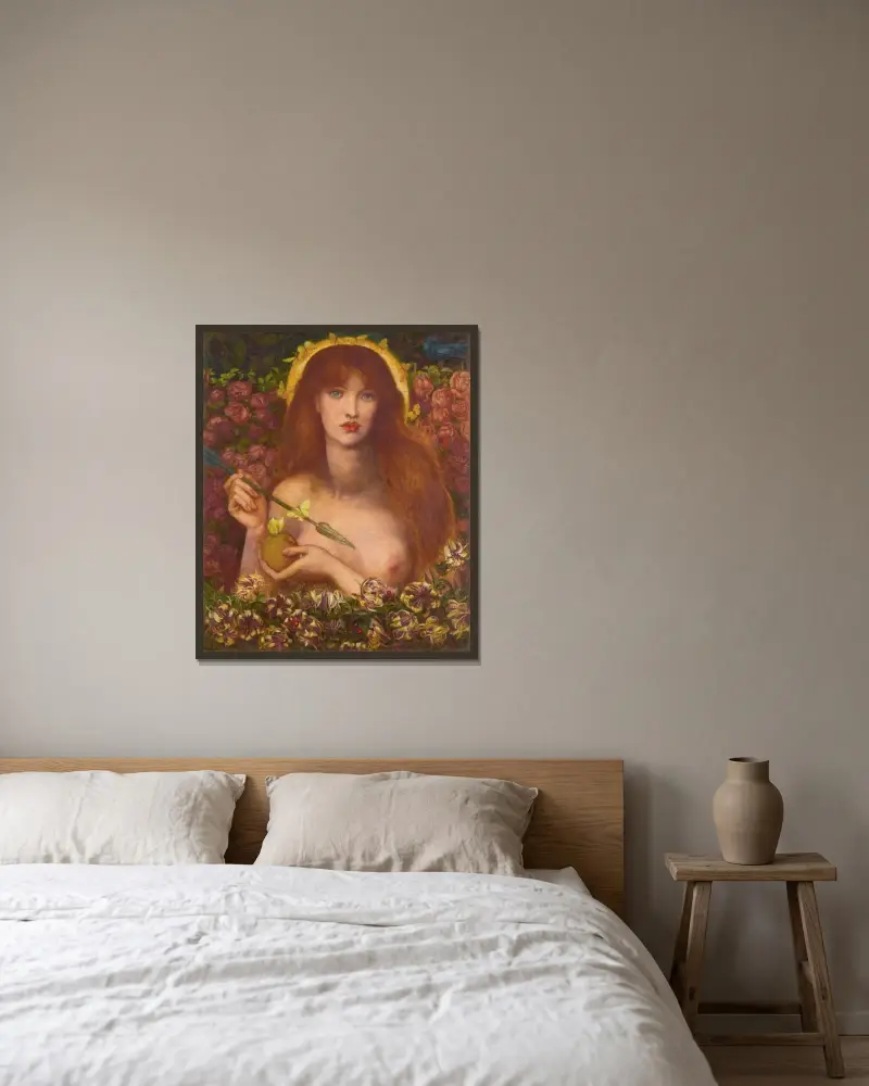 Venus Verticordia von Dante Gabriel Rossetti gerahmt an einer Wand
