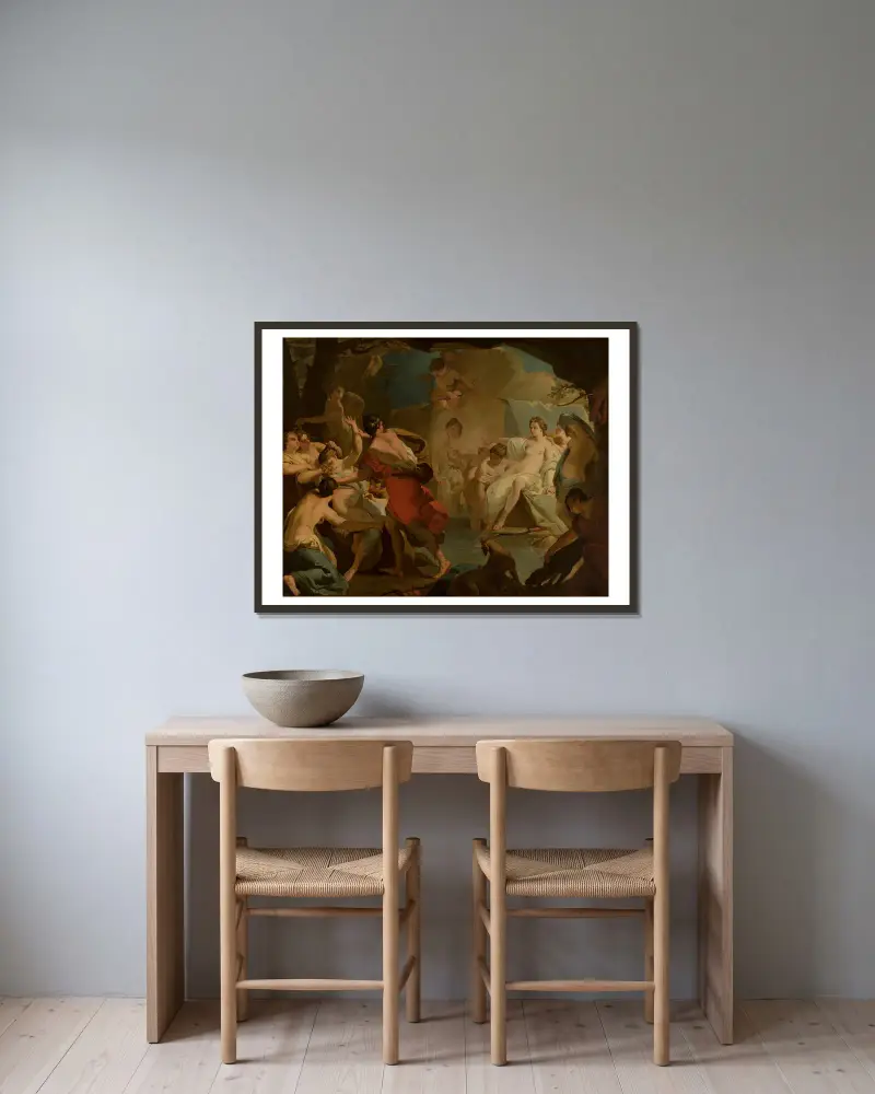 Diana’s judgement of the nymph Callisto av Gaetano Gandolfi inramad på en vägg