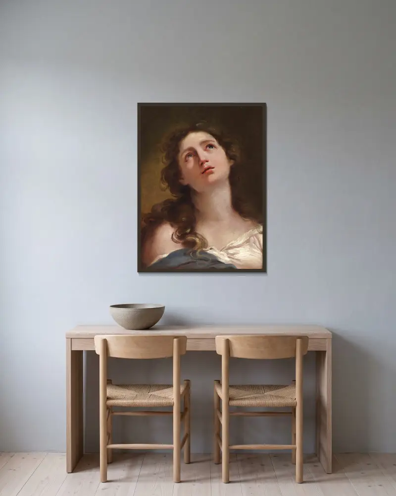 Kopf einer jungen Frau von Gaetano Gandolfi gerahmt an einer Wand