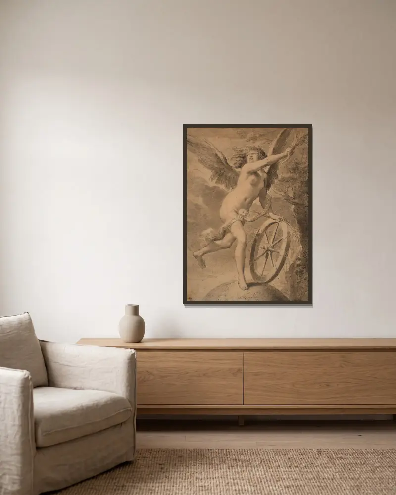 Das Glück von Gaetano Gandolfi gerahmt an einer Wand