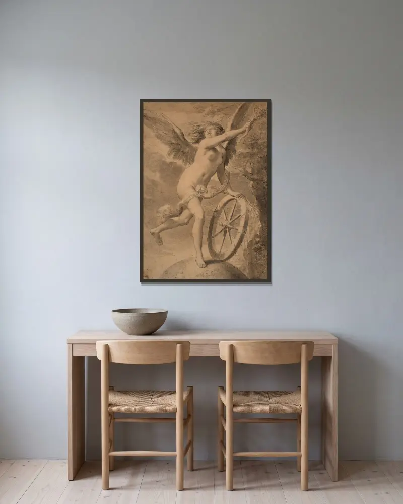 Das Glück von Gaetano Gandolfi gerahmt an einer Wand