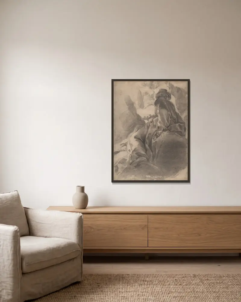 Sitzender Prophet von Gaetano Gandolfi gerahmt an einer Wand
