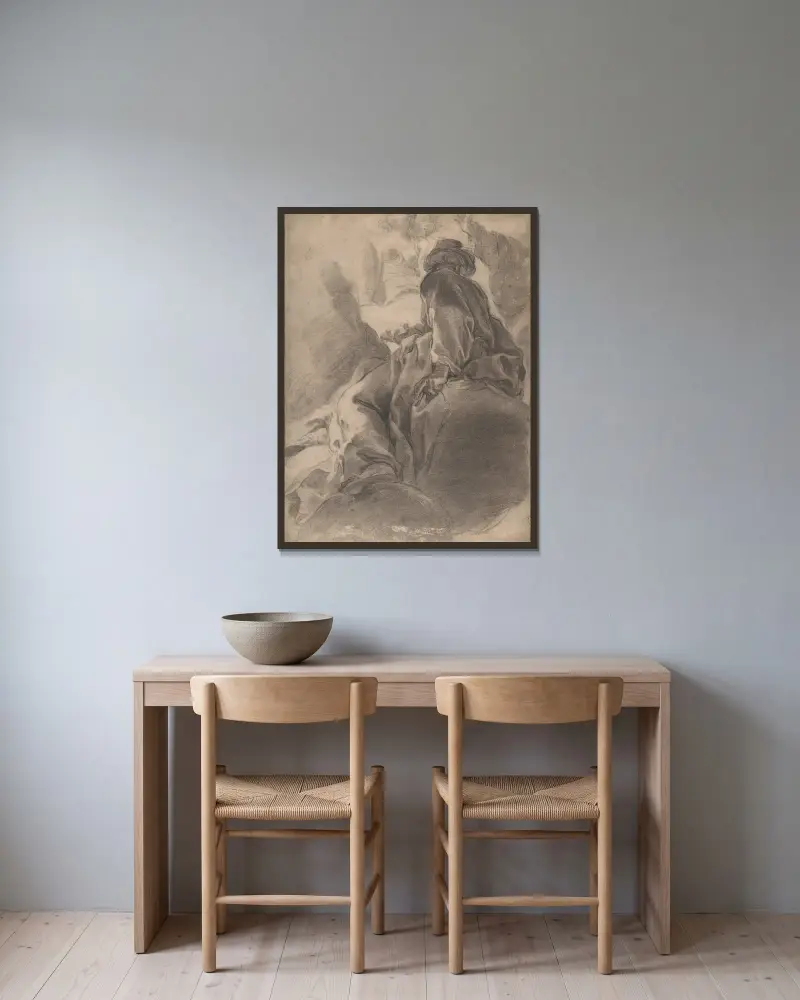 Sitzender Prophet von Gaetano Gandolfi gerahmt an einer Wand