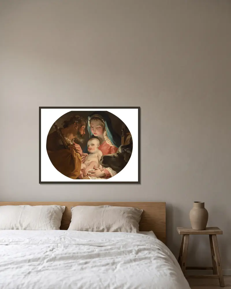 The Holy Family – nr 1 av Gaetano Gandolfi inramad på en vägg