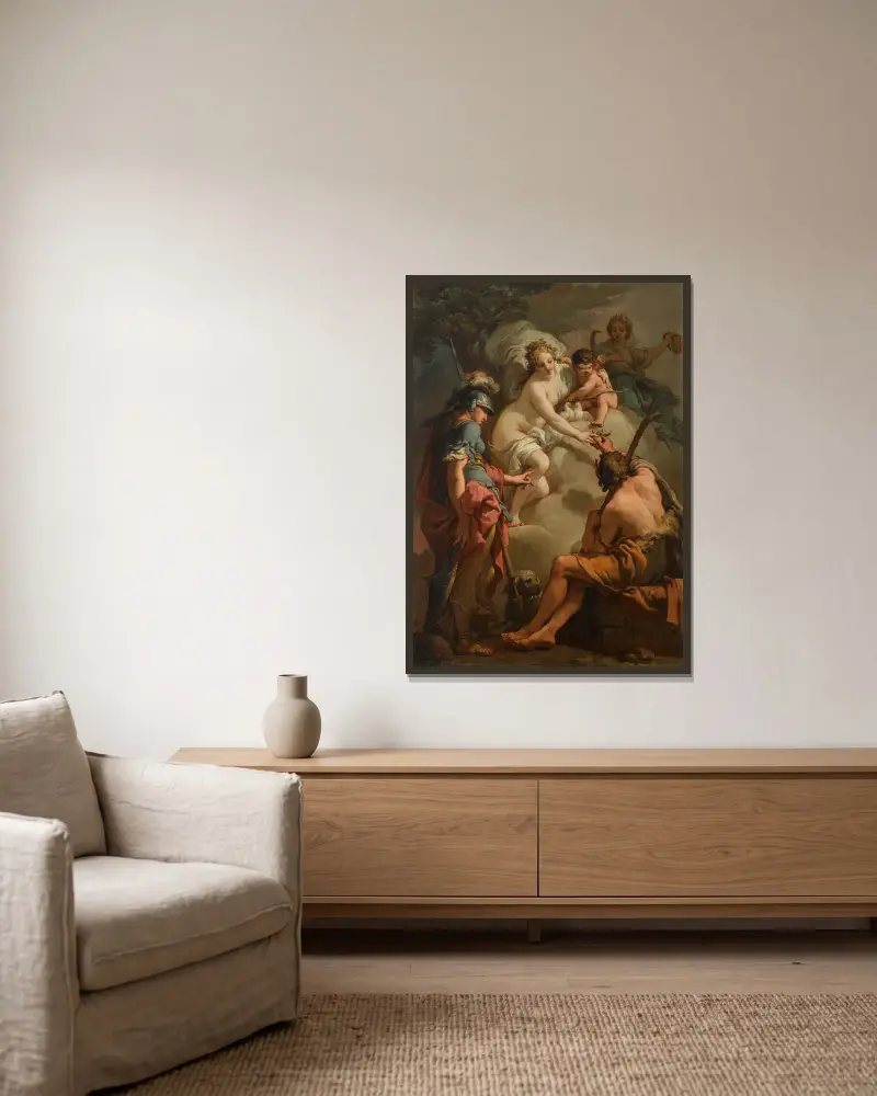 The Judgement of Paris av Gaetano Gandolfi inramad på en vägg