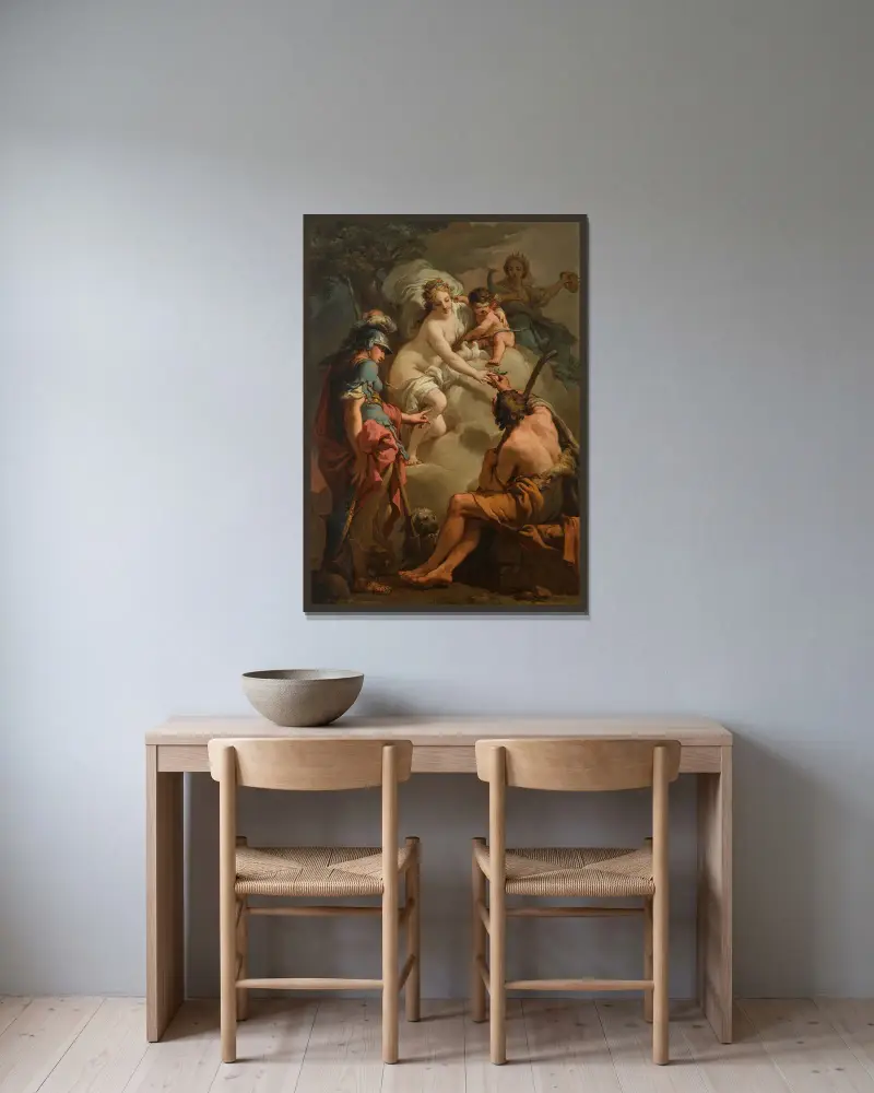 The Judgement of Paris av Gaetano Gandolfi inramad på en vägg