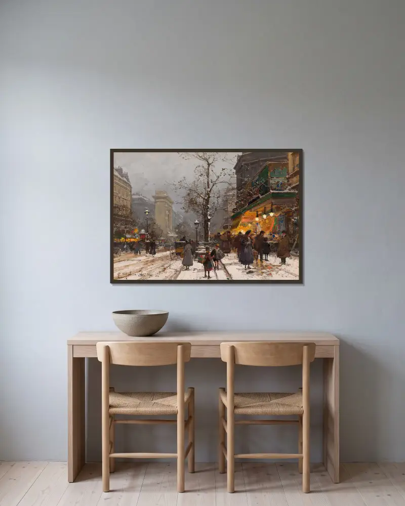 Boulevard Bonne – Nouvelle sous la neige av Eugène Galien-Laloue inramad på en vägg