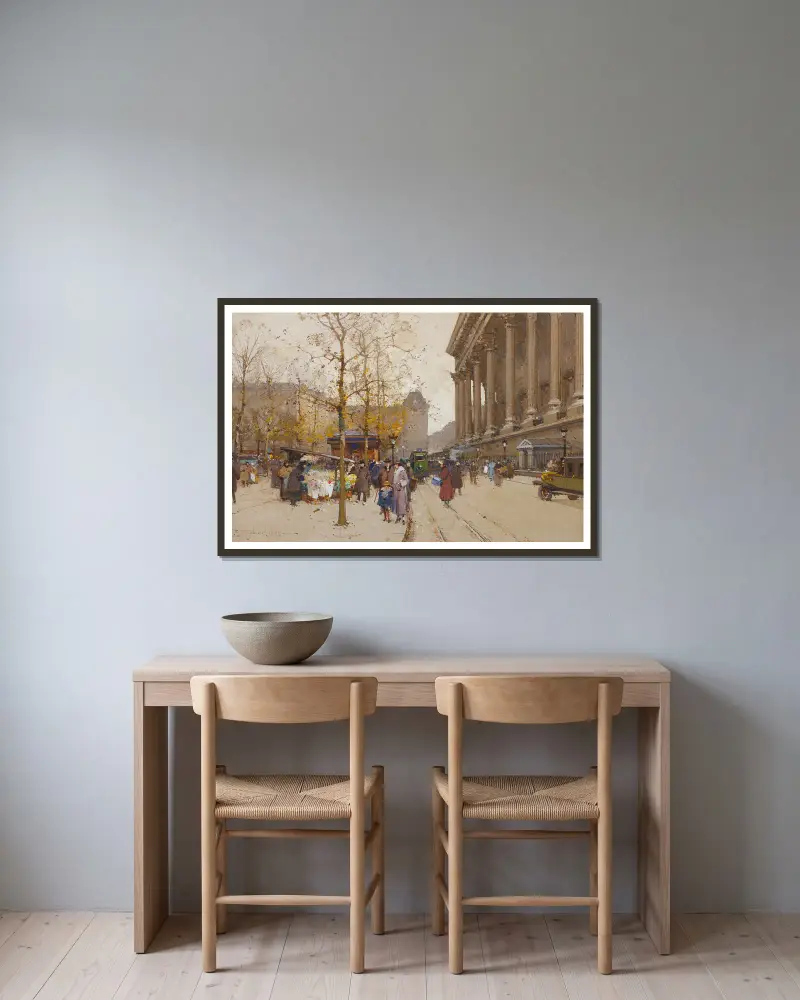 La Madeleine von Eugène Galien-Laloue gerahmt an einer Wand