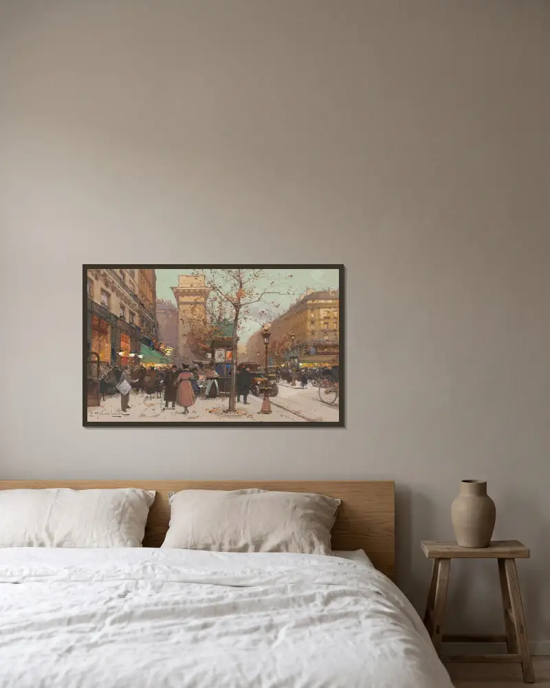 La Porte St Denis av Eugène Galien-Laloue inramad på en vägg