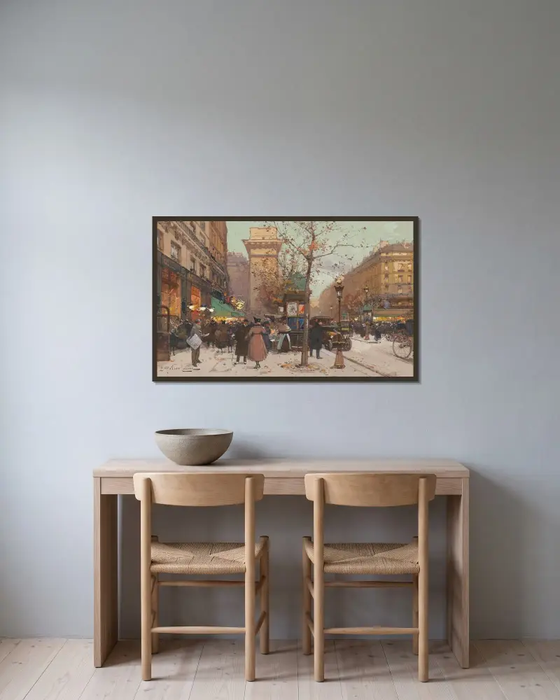 La Porte St Denis av Eugène Galien-Laloue inramad på en vägg